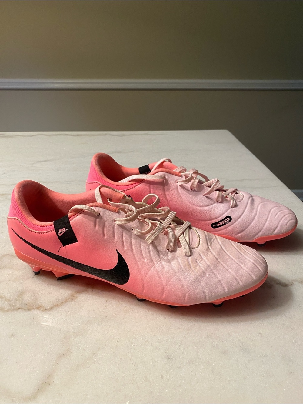 Nike Pink and White Cleats Size 12